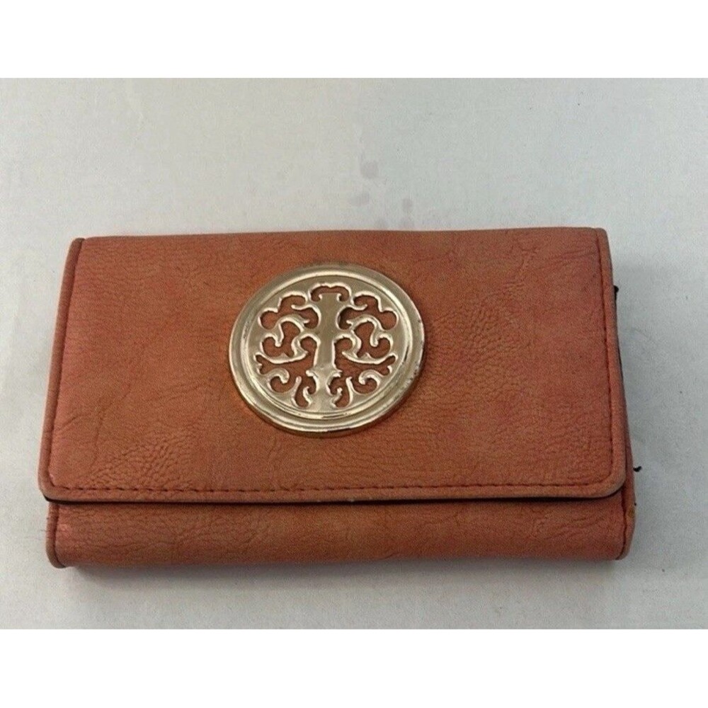 Source Unknown Orange and Gold Wallet with Luxurious Finish